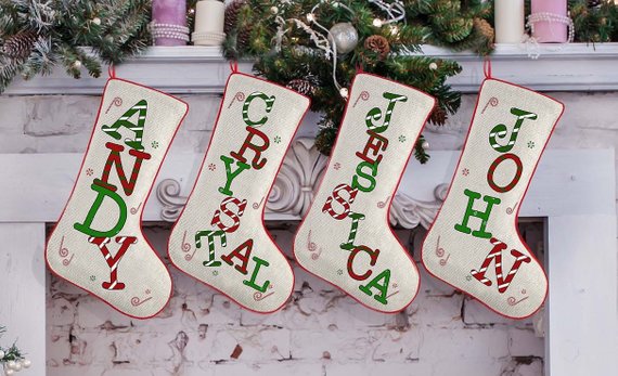 Monogram Stockings Family Christmas Stockings Set 