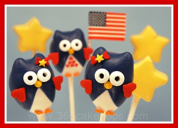 Patriotic Owl Cake Pops ‎