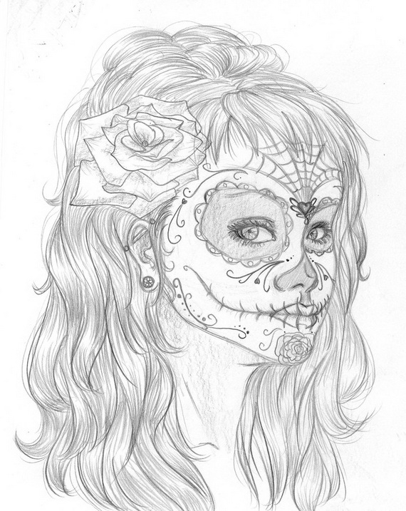day of the dead coloring pages cat - photo #20