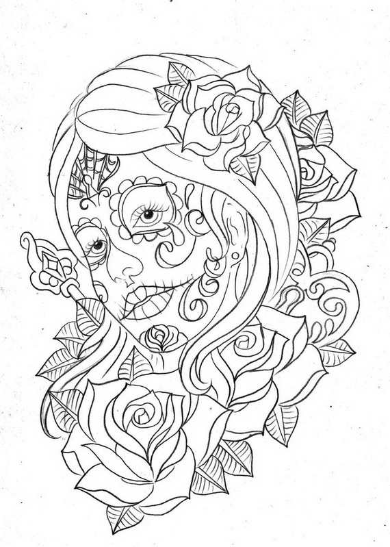 day of the dead flowers coloring pages - photo #24