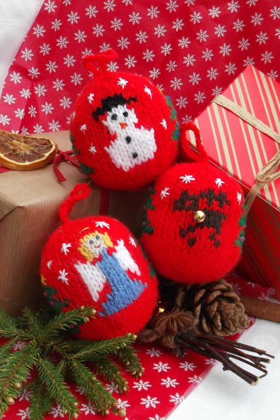 Christmas Decor – Knit Christmas Tree Ornament craft ideas.   (30)