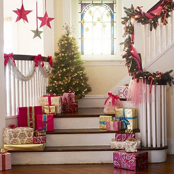 Festive Holiday Staircases and Entryways