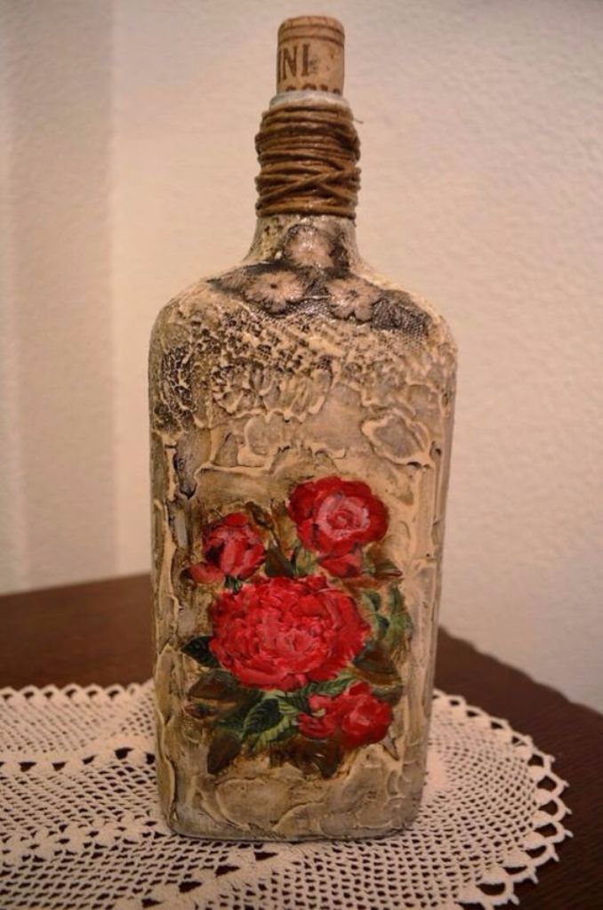 decorate Glass bottles with Decoupage (12)