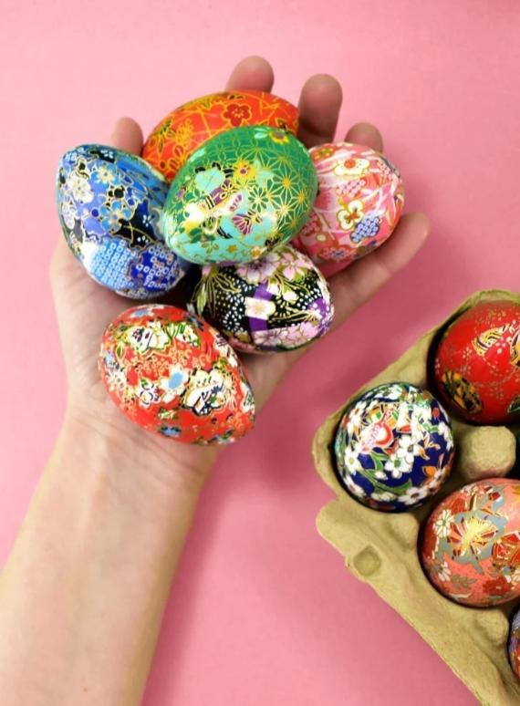 Origami Paper Covered Easter Eggs