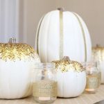 Glitter and Gold Centerpiece Featuring Pumpkins for Thanksgiving-Tablescape- (1)