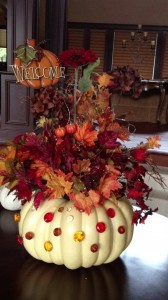 Thanksgiving & Fall Autumn White Pumpkin Centerpiece and Decorating ideas
