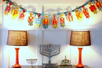 Happy Hanukkah Banner Sign Garland Decoration Ideas