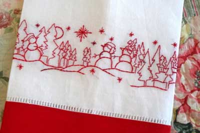 Christmas Holly Handmade Tea Towel