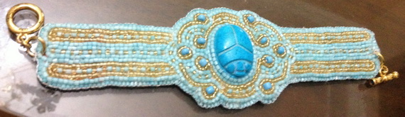 Egyptian jewelry -Bead Embroidered Egyptian Scarab _08