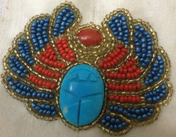 Egyptian jewelry -Bead Embroidered Egyptian Scarab _4