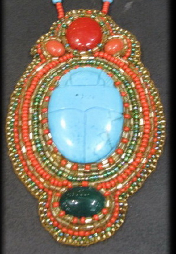 Egyptian jewelry -Bead Embroidered Egyptian Scarab _5