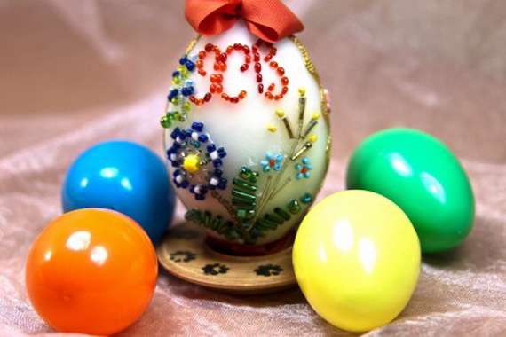 Easter egg decorated with beads
