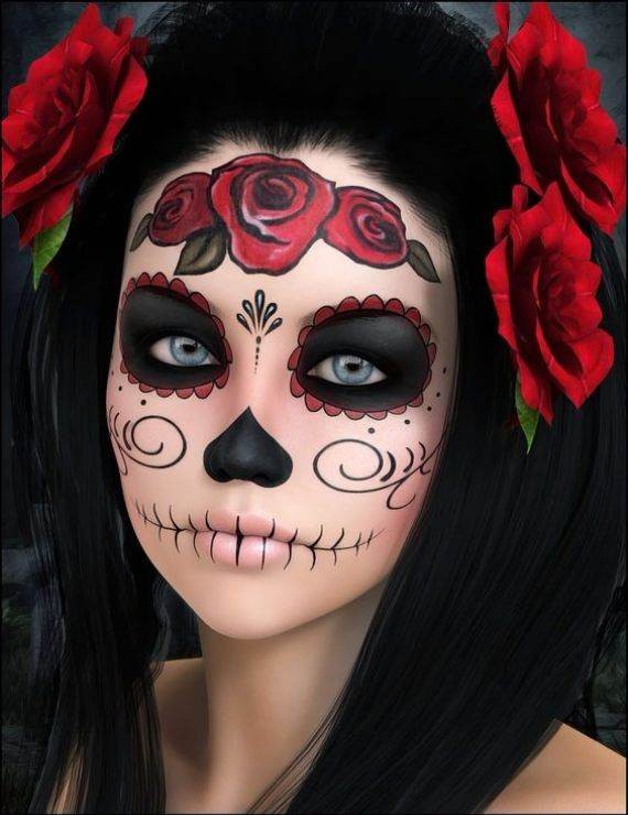 50 Halloween Best Calaveras Makeup Sugar Skull Ideas for Women (8)