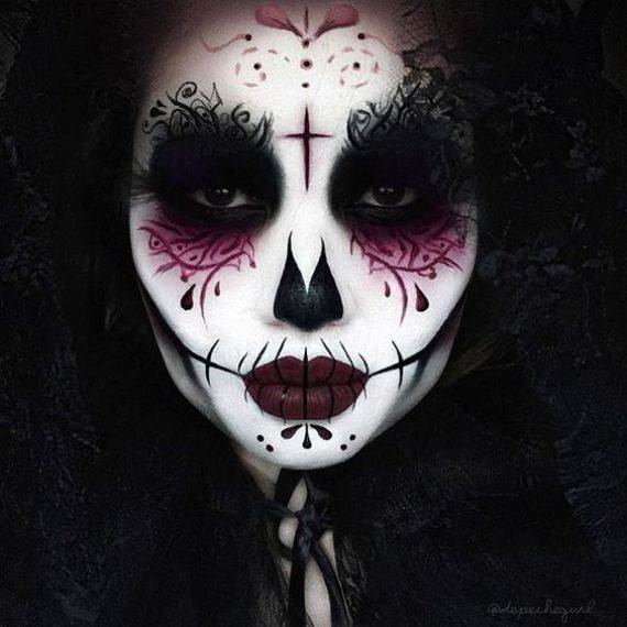 50 Halloween Best Calaveras Makeup Sugar Skull Ideas for Women (9)