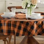 Orange and Black Buffalo Check Tablecloth