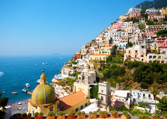 Enjoy The Breathtaking View Of Town Amalfi, Italy