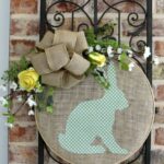 Burlap Bunny Applique with Spring Time Bow on a Circle Frame (1)