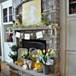 Decor of a living room with a fireplace for Easter (1)