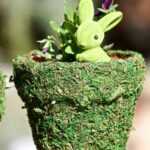 _Moss Covered Pot with Little Bunny and Pansies