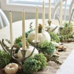 rustic-Thanksgiving-decor-with-hydrangeas-antlers-candles-and-white-pumpkins-is-very-pretty-and-chic