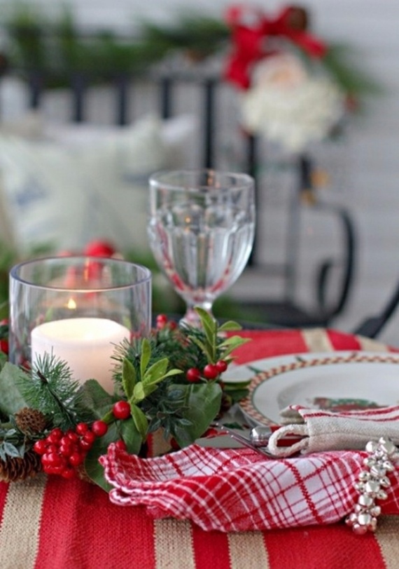 Christmas Dining Table Decor In Red And White  (15)