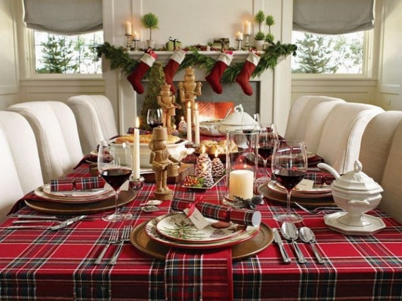 Christmas Dining Table Decor In Red And White  (17)