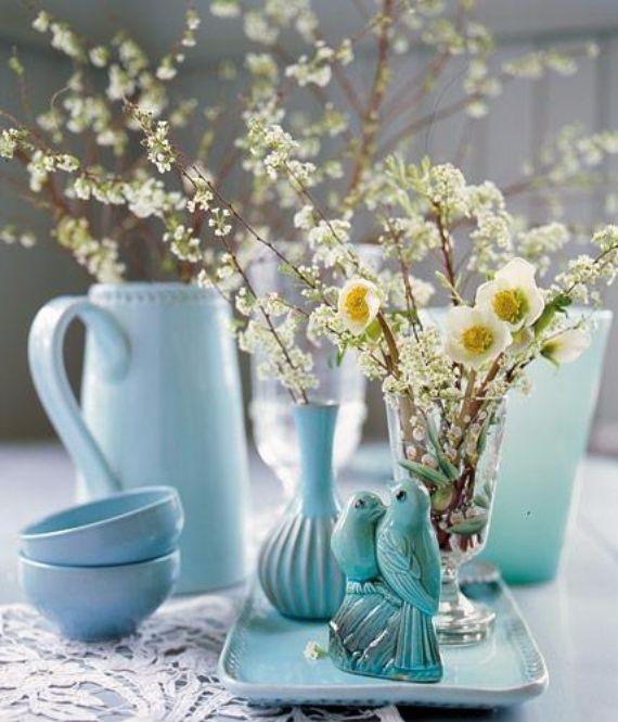 Creative Easter Table Setting Ideas In Blue And White  (1)