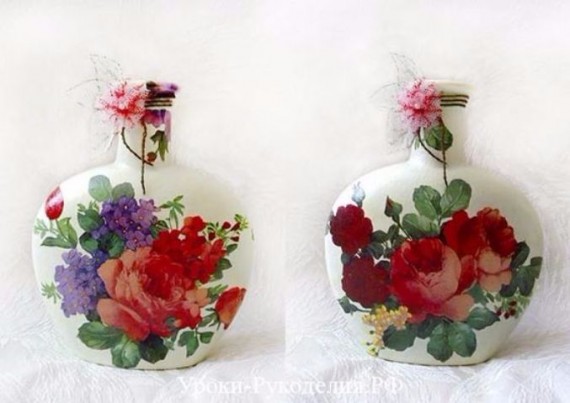 decorate Glass bottles with Decoupage  (3)