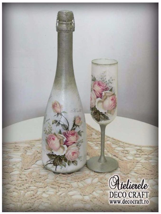 decorate Glass bottles with Decoupage (7)