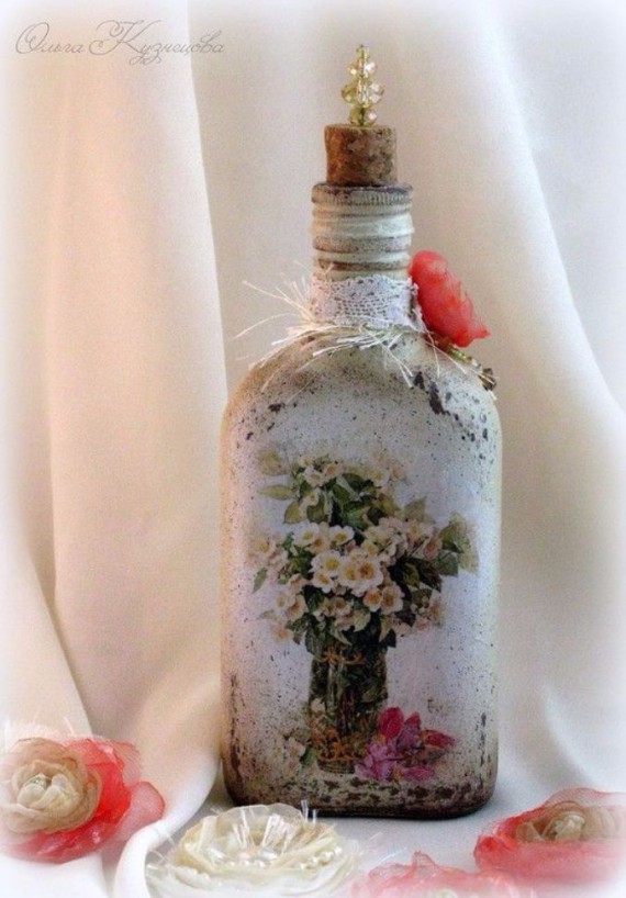 decorate Glass bottles with Decoupage  (8)