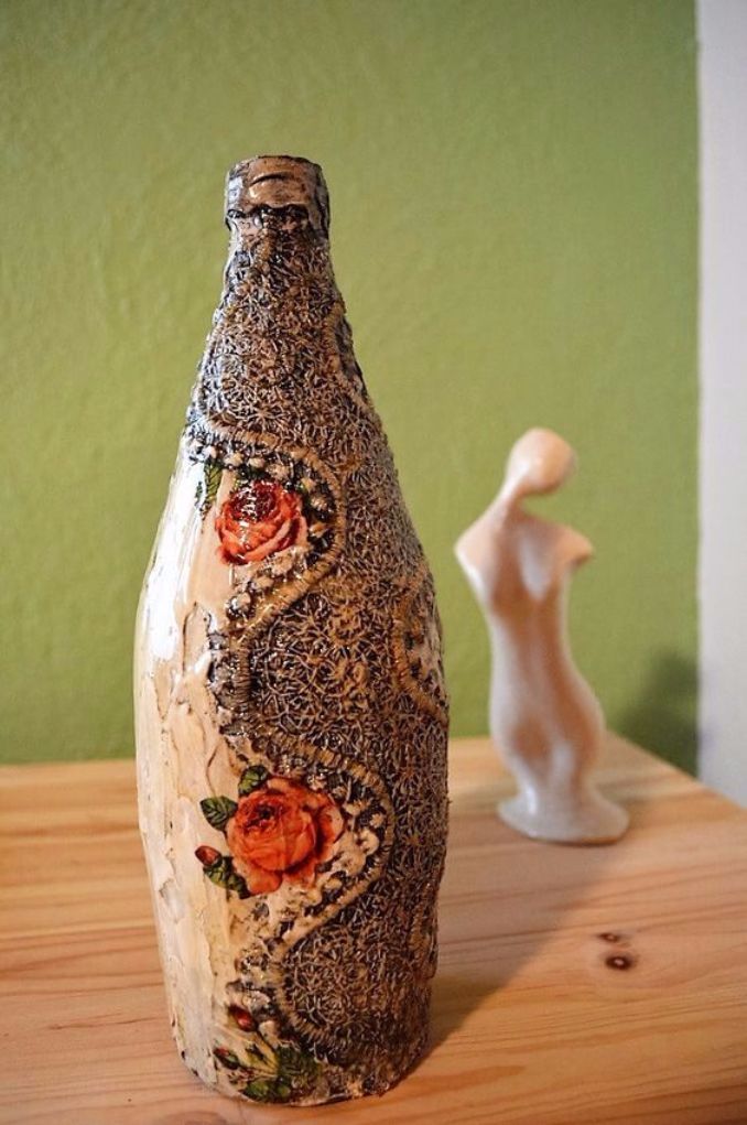 decorate Glass bottles with Decoupage (9)