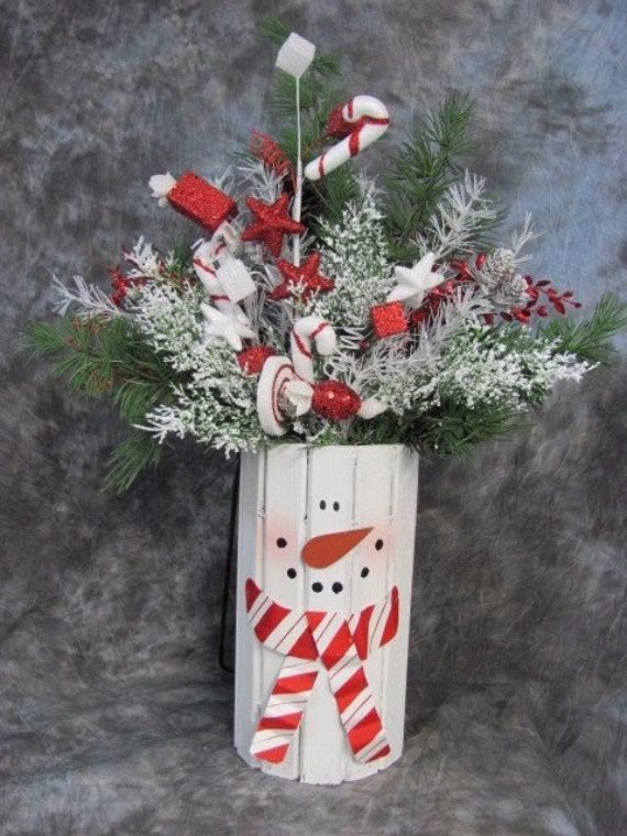 Popsicle Sticks Snowman Centerpiece Christmas 