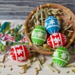 Decorating eggs with iron-on stickers (2)