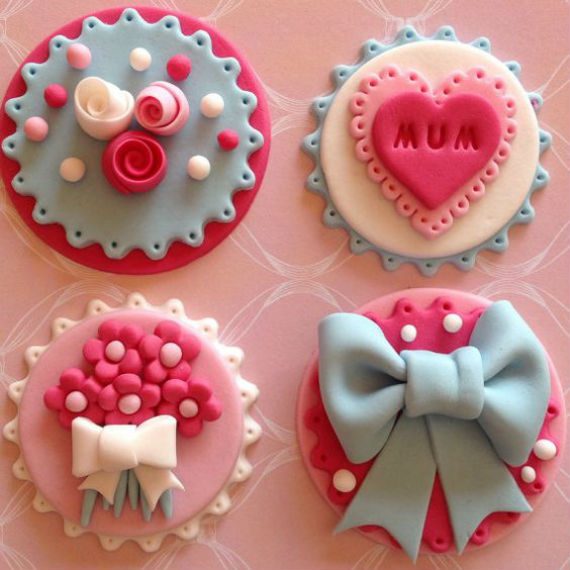 Fondant edible Mothers Day cupcke toppers