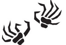 A Family Holiday With Pumpkin Carving Templates A black and white skeleton hands stencil pattern with long bony fingers designed as a pumpkin carving template.