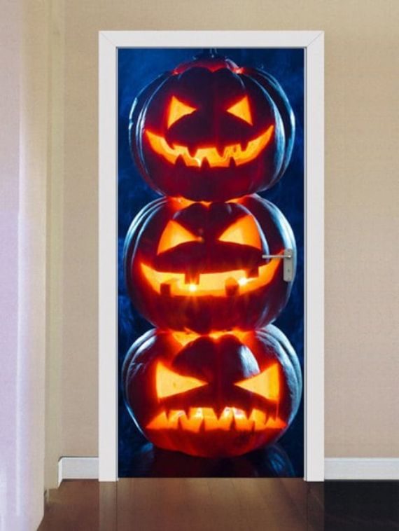 Halloween Pumpkins Print Door Stickers (1)