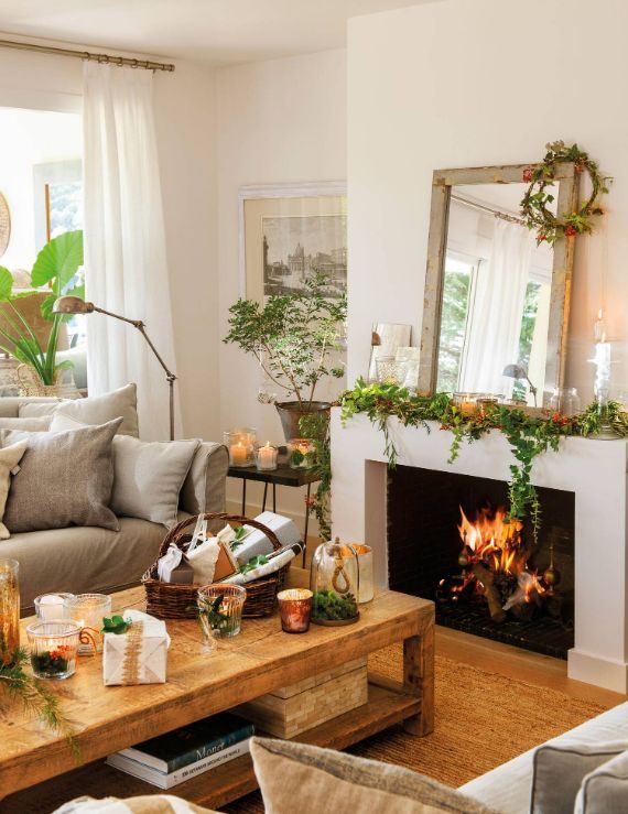 A DELICATE AND NATURAL FIREPLACE