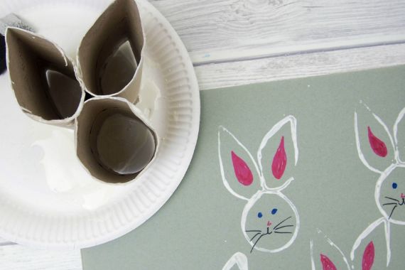 Recycled Toilet Roll Easter Bunny Stamp