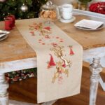 Rustic Christmas cross stitch kit, deer and a doe table runner (1)