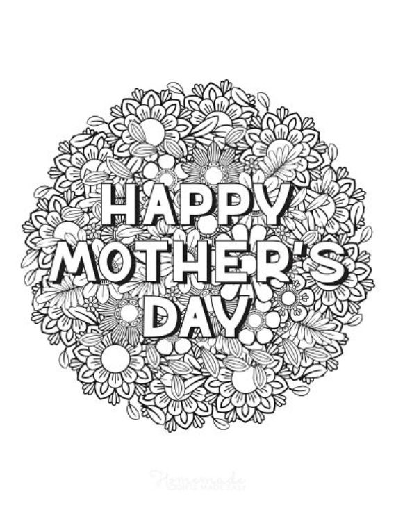 Mother’s Day Coloring Pages for Adults - family holiday.net/guide to