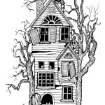 Halloween Coloring Pages Haunted House00001