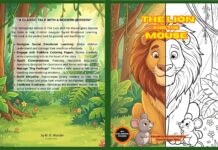 The Lion and the Mouse Story Coloring Book for Kids Kids fairy tale coloring book illustration of The Lion and the Mouse