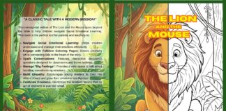 The Lion and the Mouse Story Coloring Book for Kids Kids fairy tale coloring book illustration of The Lion and the Mouse