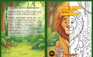 The Lion and the Mouse Story Coloring Book for Kids Kids fairy tale coloring book illustration of The Lion and the Mouse