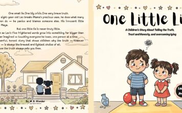 One Little Lie: A Powerful Children’s Story About Truth, Trust, and Courage Cover of a children's book titled "One Little Lie." Illustrations of a house, two kids, and playful icons convey themes of honesty and growth.